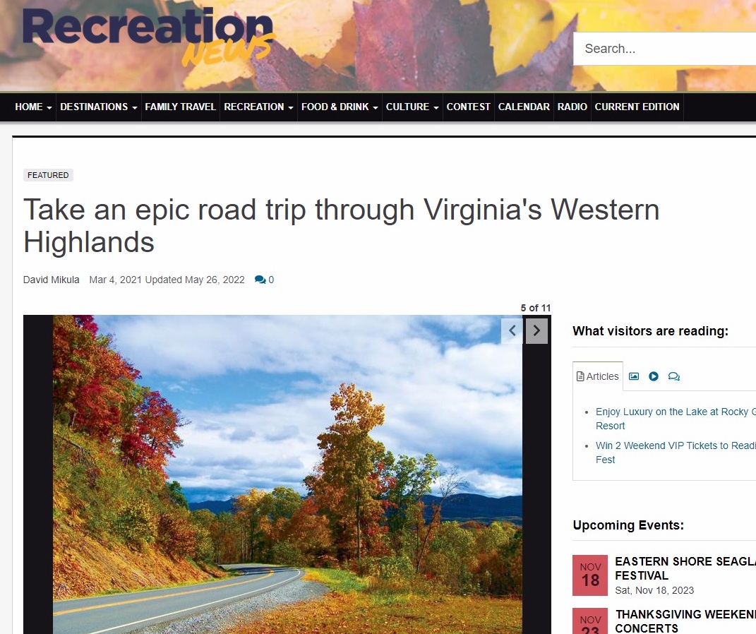 Epic Road Trip through Virginia's Western Highlands - Recreation News